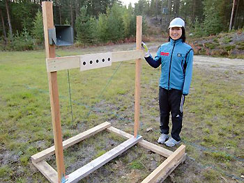 [写真]渉子のためにコーチが作ってくれた射撃の的