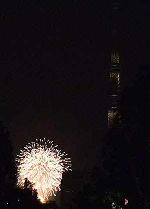 [写真]暗い夜空にあがる花火