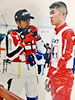 [写真]98'長野パラリンピック・リレー スタート前の新田選手と荒井監督