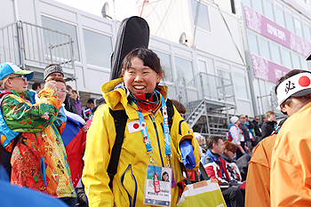 [写真]阿部選手は初レースを終えて、ホッとした様子