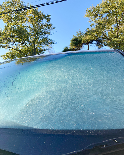 [写真]地元美幌町の朝の霜です