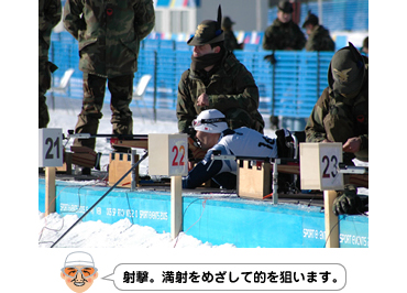 [写真]長田選手射撃 満射をめざして的を狙います。