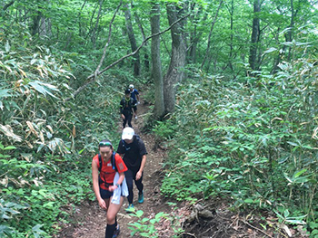 [写真]岩手山登山Tr.途中の様子