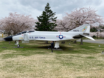 [写真]戦闘機と桜