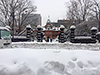 [写真]雪に覆われた会社の前からの眺め