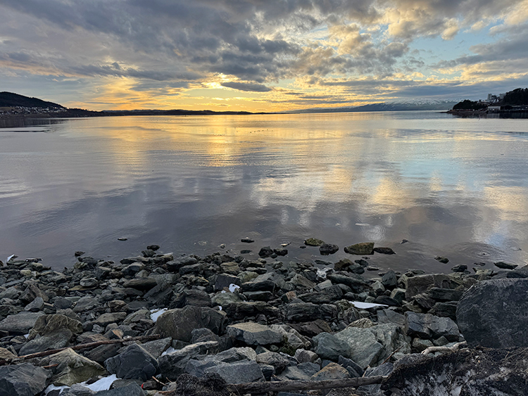 [写真]Steinkjerの町から見える海