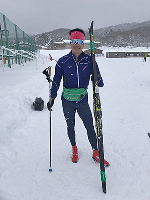 [写真]旭川にて、新春トレーニングする新田選手